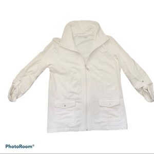 Croft & Barrow White zipper up Light sweater w/pockets